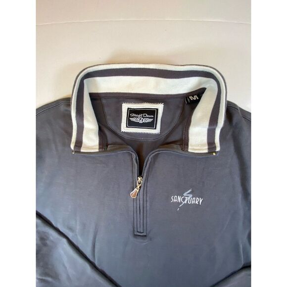 Straight Down Mens 1/4 Zip Long Sleeve Collared Pullover Golf Sweatshirt Medium - Picture 2 of 9